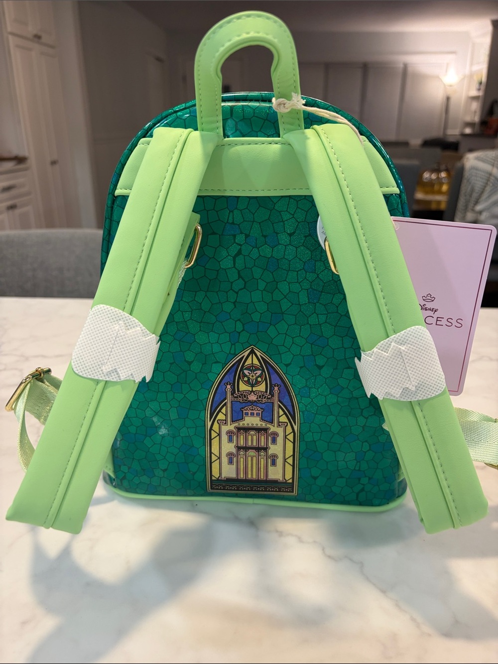 Loungefly Green Stained-Glass Princess Tiana Mini Backpack - Picture 12 of 13